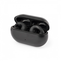 Caja de auriculares semi abierta con auriculares.