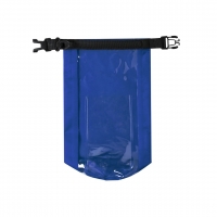 Bolsa impermeable de color azul, con ventana transparente para celular.