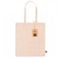 Bolsa rectangular vertical de algodón reciclado en color natural con asas.