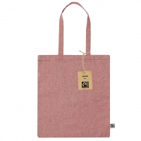 Bolsa rectangular vertical de algodón reciclado en color rojo con asas.