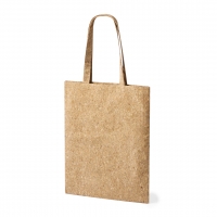 Bolsa vertical rectangular de corcho en color natural con asas.