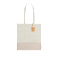 Bolsa vertical rectangular natural de algodón reciclado con asas. 