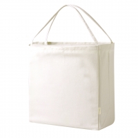 Bolsa cuadrada de algodón reciclado con doble asa en color natural.
