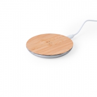 Cargador de bambú con cable generador de energía en color blanco