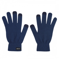 Par de guantes color azul marino en material poliéster RPET, izquierdo y derecho.