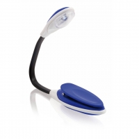 Lámpara azul con curvatura.
