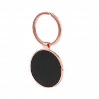 Llavero de metal circular de color negro.