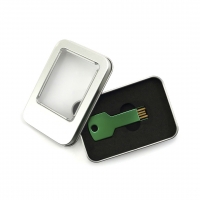 Caja de empaque de memoria USB con forma de llave.