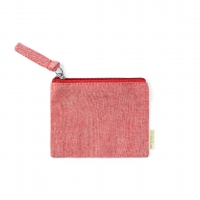 Monedero de algodón cuadrado de color rojo. 