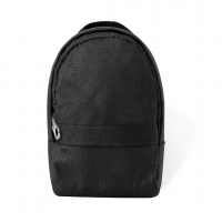 Monedero color negro en forma de mochila.