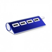Dispositivo electrónico azul, con 4 entradas USB.