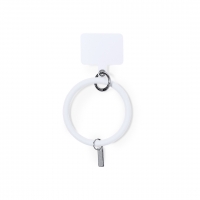 Soporte para dispositivos electrónicos de forma de pulsera en color blanco.