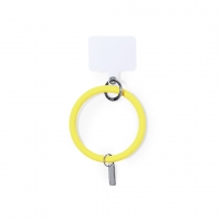 Soporte para dispositivos electrónicos de forma de pulsera en color amarillo.