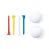 4 palitos tee de golf y 2 pelotas blancas de golf.