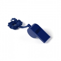 Silbato con cuerda de colgar, en color azul.