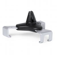 Gancho soporte para celular al costado del fondo blanco.